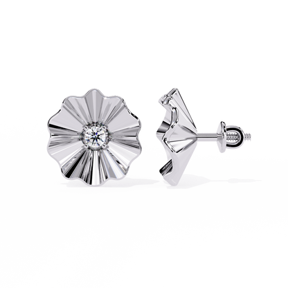 Round Lab Grown Diamond Floral Stud Earring - HIGHCARAT DIAMONDS
