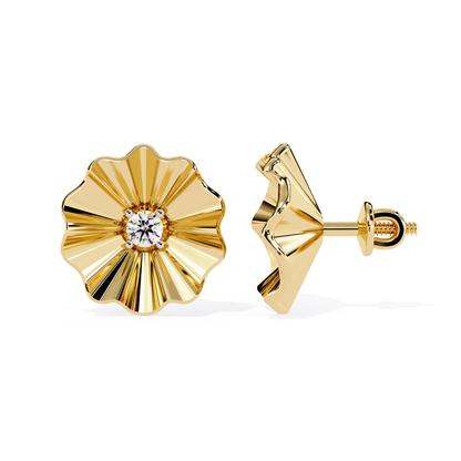 Round Lab Grown Diamond Floral Stud Earring - HIGHCARAT DIAMONDS