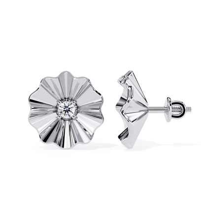 Round Lab Grown Diamond Floral Stud Earring - HIGHCARAT DIAMONDS