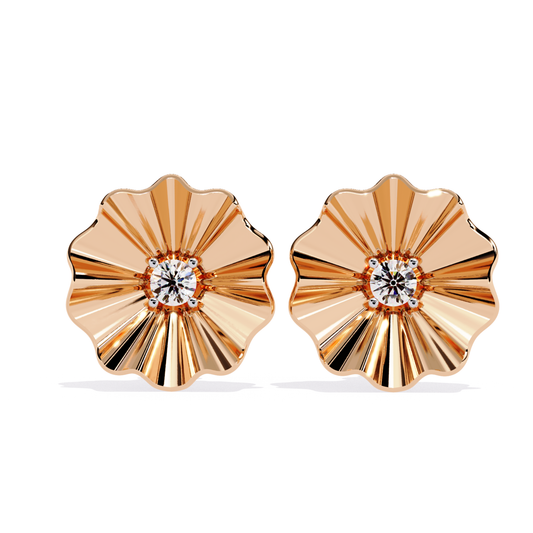 Round Lab Grown Diamond Floral Stud Earring - HIGHCARAT DIAMONDS