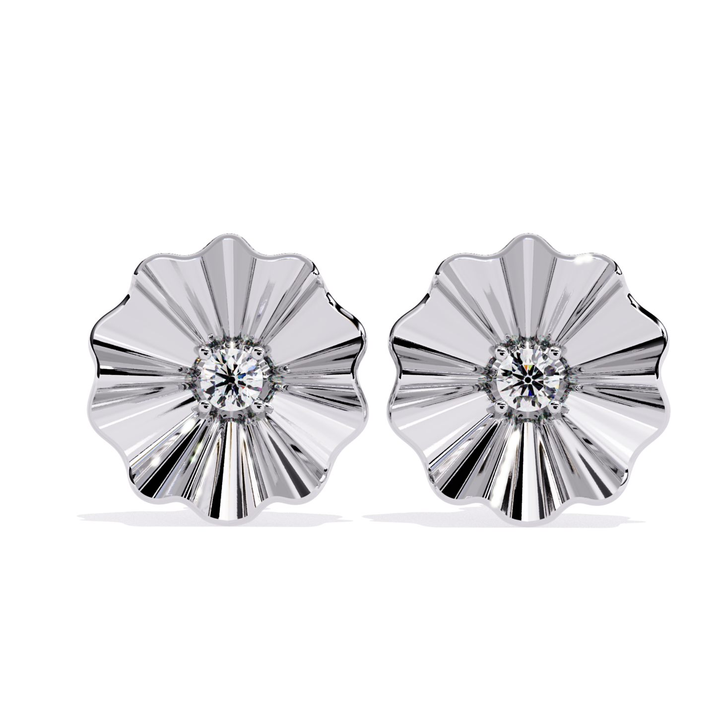 Round Lab Grown Diamond Floral Stud Earring - HIGHCARAT DIAMONDS