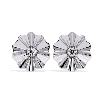 Round Lab Grown Diamond Floral Stud Earring - HIGHCARAT DIAMONDS