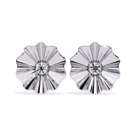 Round Lab Grown Diamond Floral Stud Earring - HIGHCARAT DIAMONDS