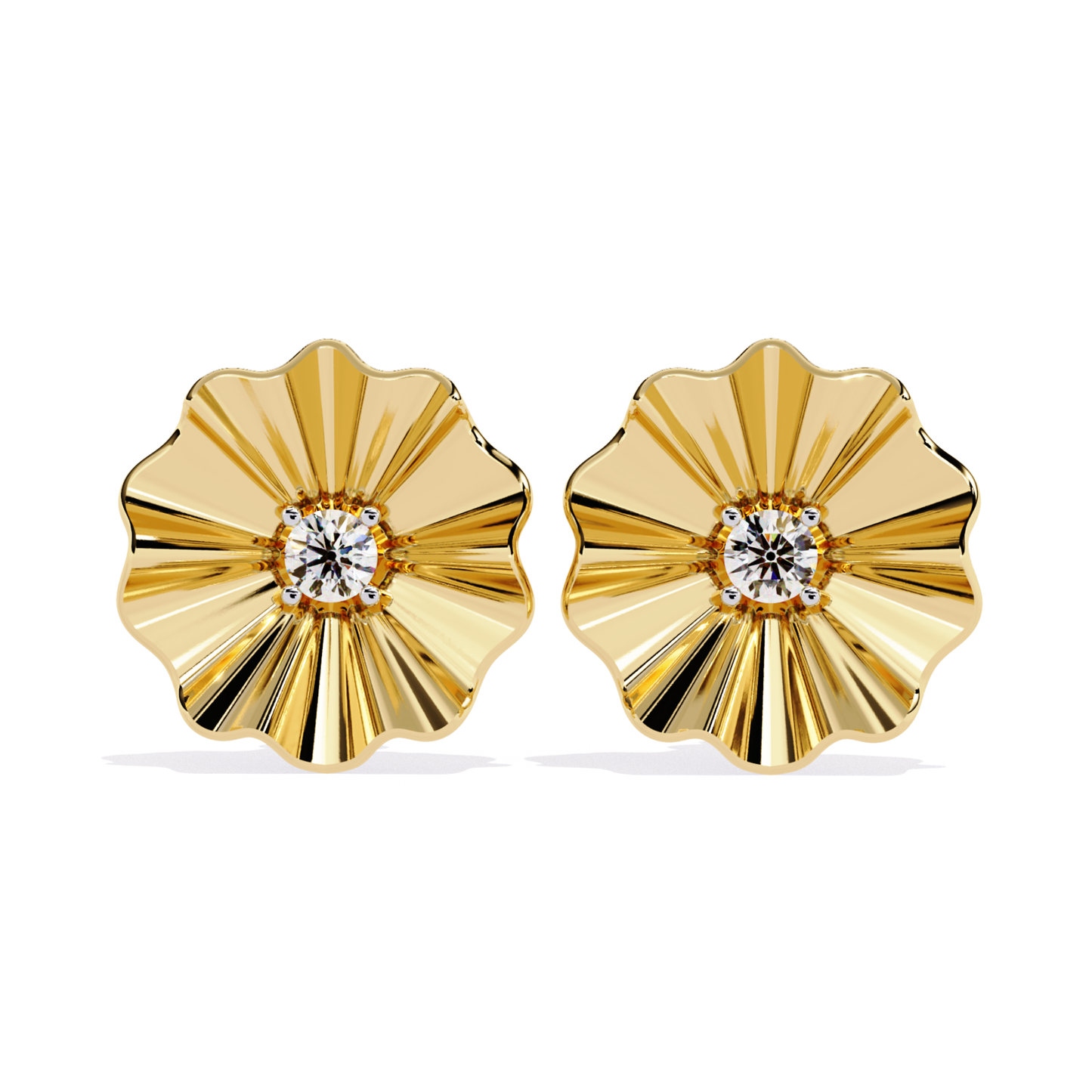Round Lab Grown Diamond Floral Stud Earring - HIGHCARAT DIAMONDS