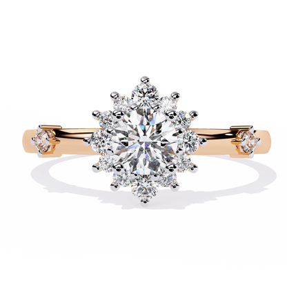 Round Cut Lab Grown Diamond Flower Shape Halo Style Prong Set Miniamlsit Promise Ring Gift For Her - HIGHCARAT DIAMONDS