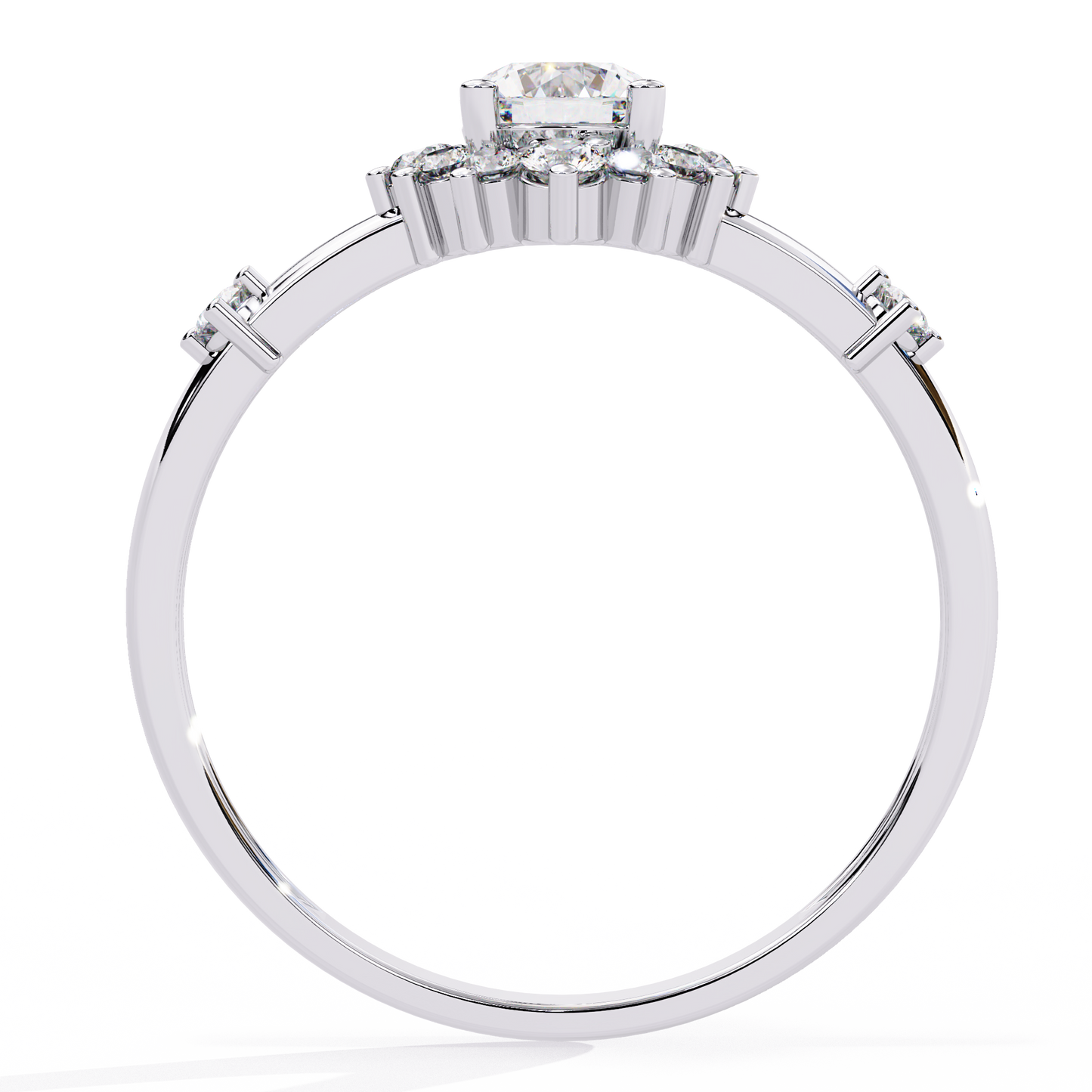 Round Cut Lab Grown Diamond Flower Shape Halo Style Prong Set Miniamlsit Promise Ring Gift For Her - HIGHCARAT DIAMONDS