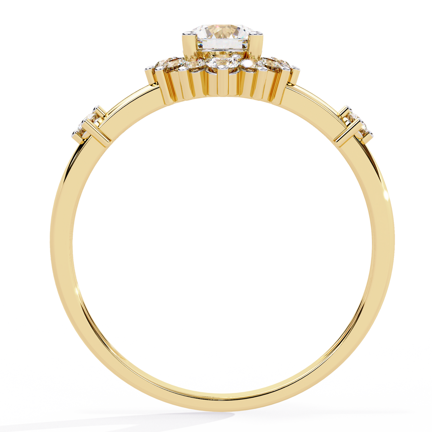 Round Cut Lab Grown Diamond Flower Shape Halo Style Prong Set Miniamlsit Promise Ring Gift For Her - HIGHCARAT DIAMONDS
