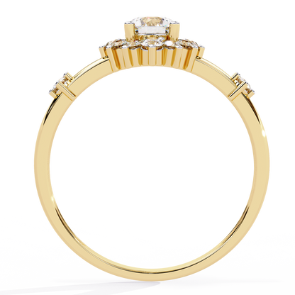 Round Cut Lab Grown Diamond Flower Shape Halo Style Prong Set Miniamlsit Promise Ring Gift For Her - HIGHCARAT DIAMONDS