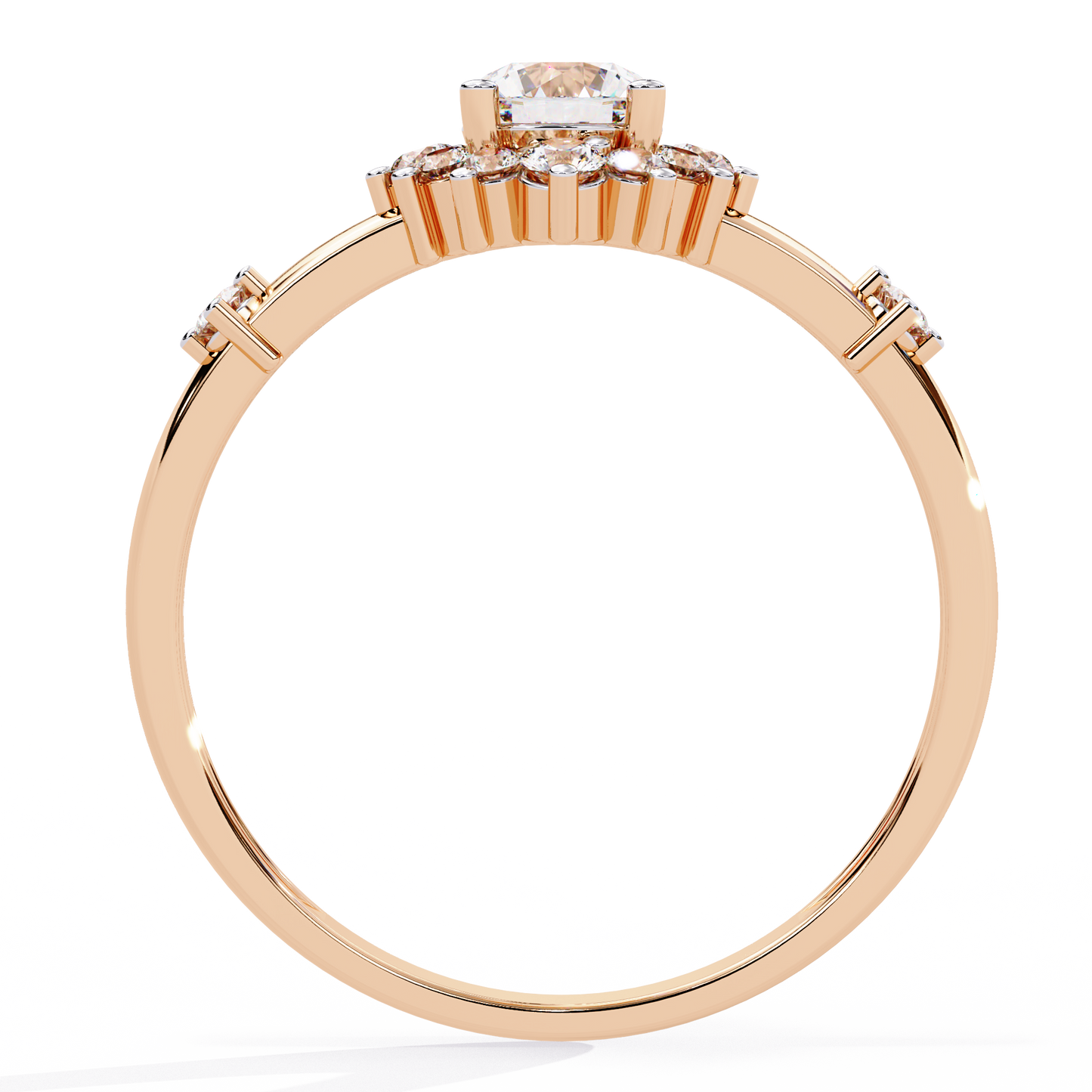 Round Cut Lab Grown Diamond Flower Shape Halo Style Prong Set Miniamlsit Promise Ring Gift For Her - HIGHCARAT DIAMONDS