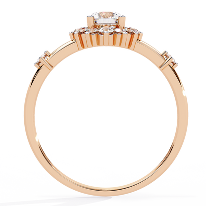 Round Cut Lab Grown Diamond Flower Shape Halo Style Prong Set Miniamlsit Promise Ring Gift For Her - HIGHCARAT DIAMONDS