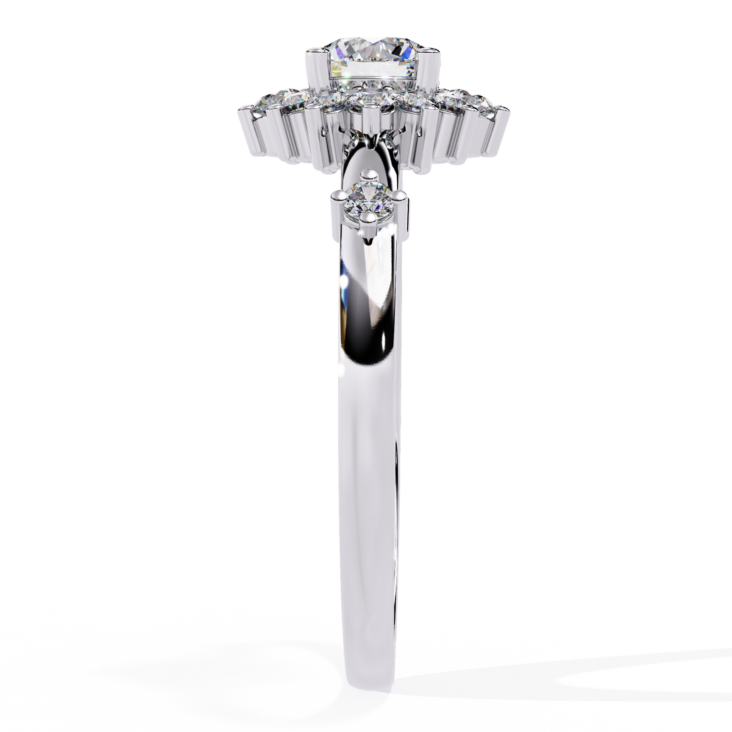 Round Cut Lab Grown Diamond Flower Shape Halo Style Prong Set Miniamlsit Promise Ring Gift For Her - HIGHCARAT DIAMONDS