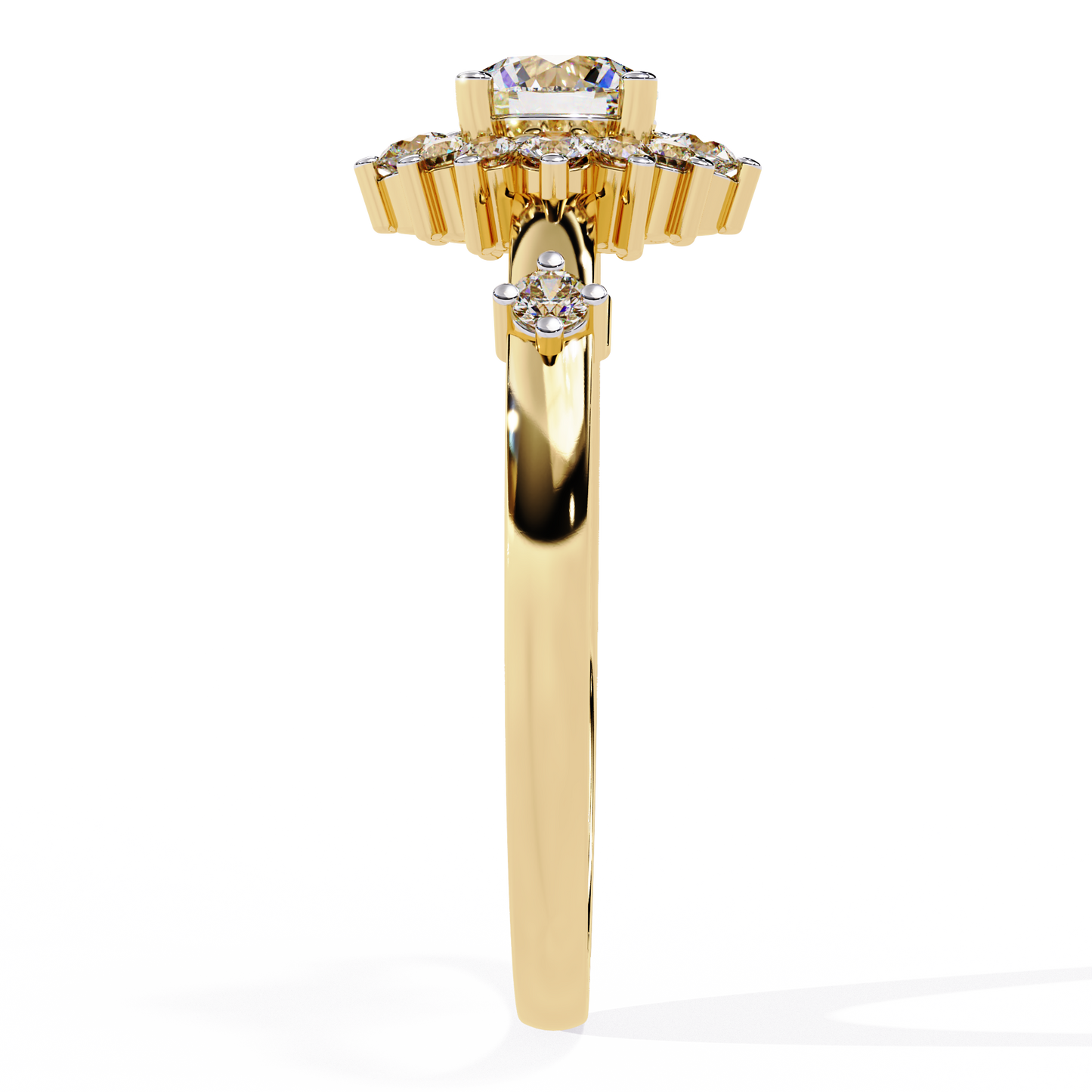 Round Cut Lab Grown Diamond Flower Shape Halo Style Prong Set Miniamlsit Promise Ring Gift For Her - HIGHCARAT DIAMONDS