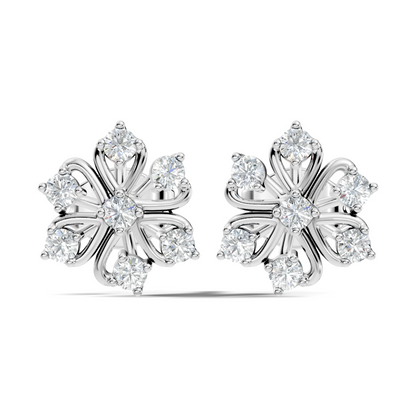 Six petal diamond stud earrings for daily wear
