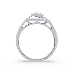 Round Lab Grown Diamond Geometric Bezel Signet Rose Gold Ring - HIGHCARAT DIAMONDS