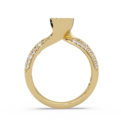 Round Lab Grown Diamond Half Bezel Accented Engagement Ring - HIGHCARAT DIAMONDS