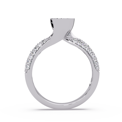 Round Lab Grown Diamond Half Bezel Accented Engagement Ring - HIGHCARAT DIAMONDS