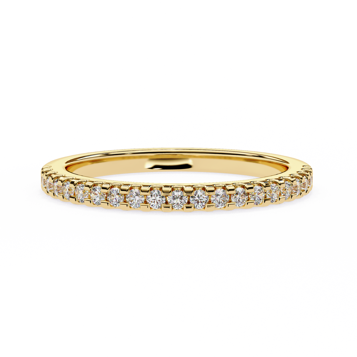 Round Cut Top Grade Lab Grown Diamond Elegant  Half Eternity 18k Solid Yellow Gold  Dainty Handmade Wedding Band - HIGHCARAT DIAMONDS