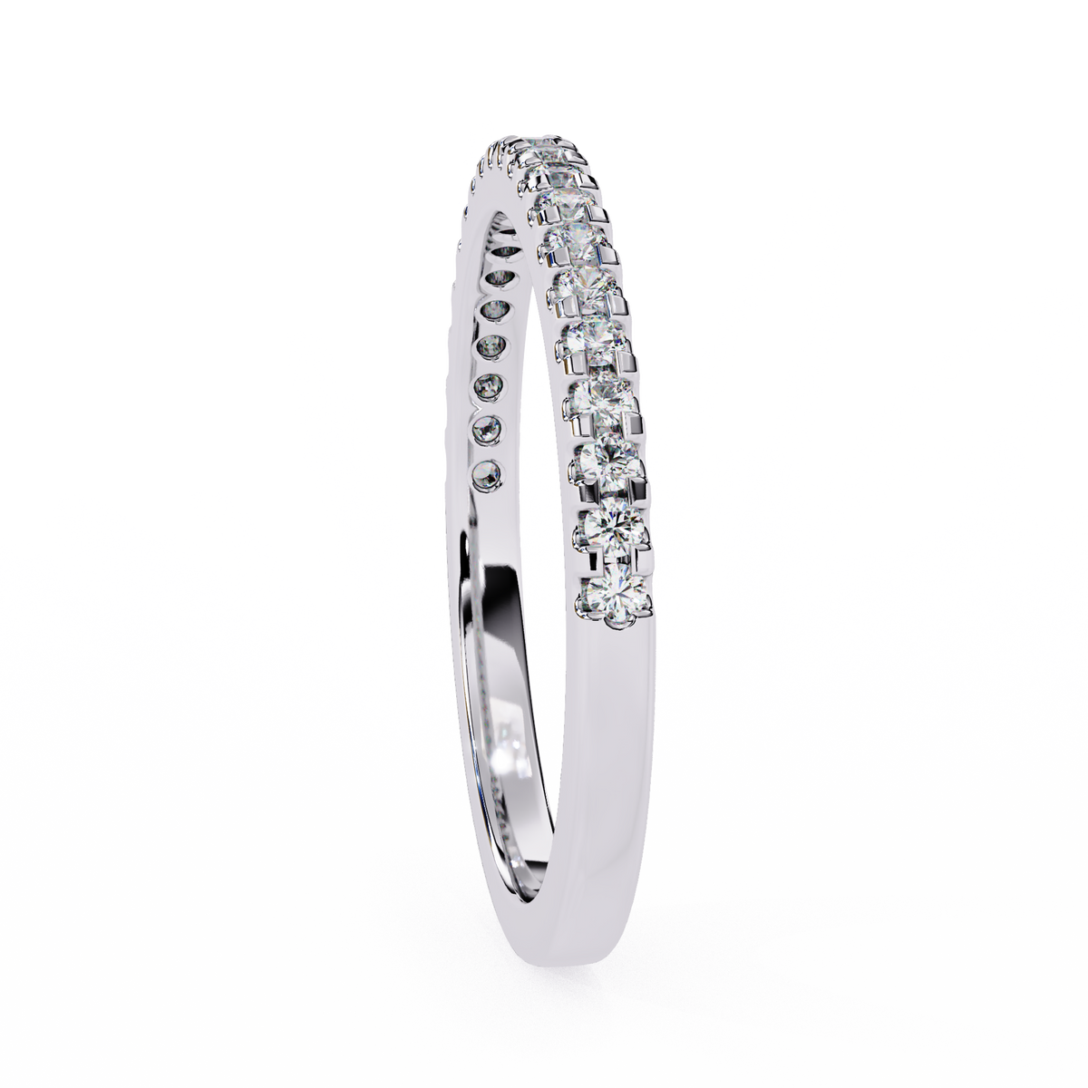 Round Cut Top Grade Lab Grown Diamond Elegant  Half Eternity 18k Solid Yellow Gold  Dainty Handmade Wedding Band - HIGHCARAT DIAMONDS
