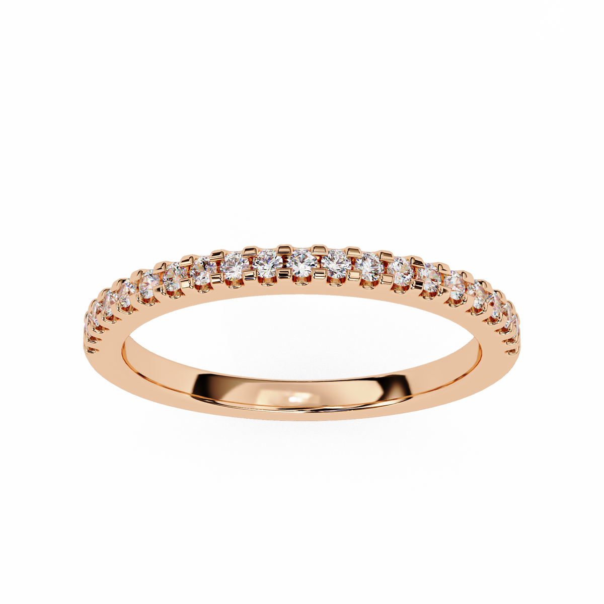 Round Cut Top Grade Lab Grown Diamond Elegant  Half Eternity 18k Solid Yellow Gold  Dainty Handmade Wedding Band - HIGHCARAT DIAMONDS