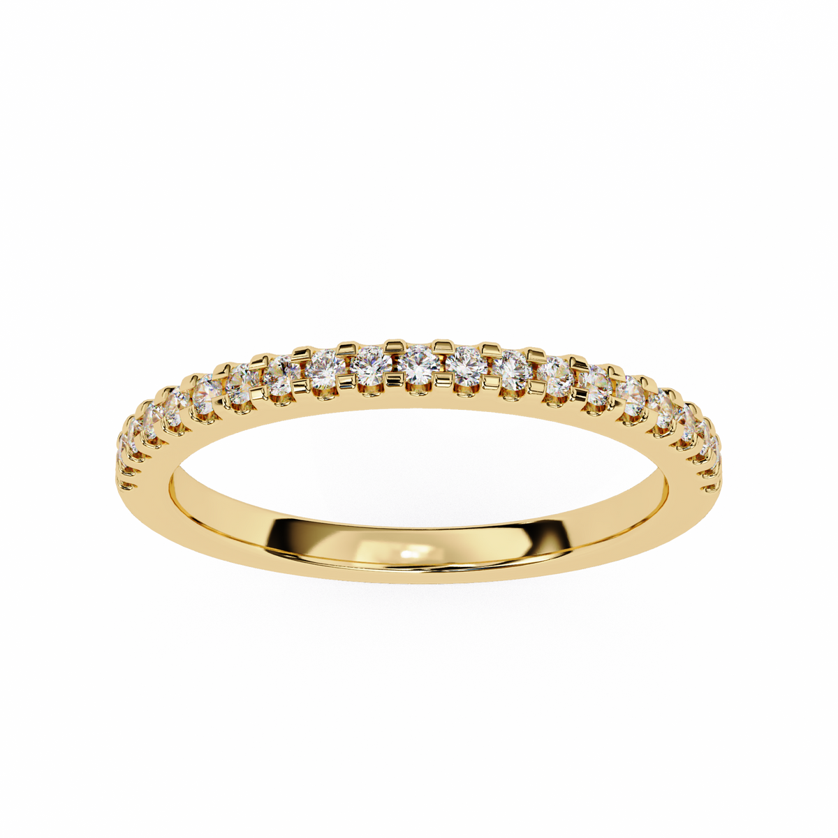 Round Cut Top Grade Lab Grown Diamond Elegant  Half Eternity 18k Solid Yellow Gold  Dainty Handmade Wedding Band - HIGHCARAT DIAMONDS