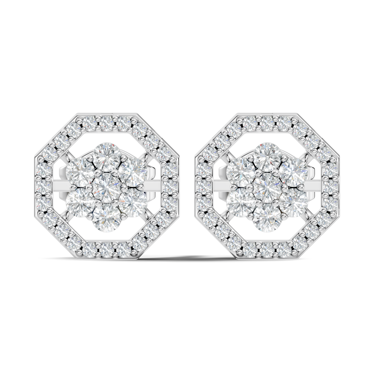 Sparkling 14K White Gold Round Diamond Studs For Her Colorless & Affordable - HIGHCARAT DIAMONDS