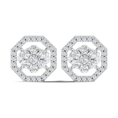 Sparkling 14K White Gold Round Diamond Studs For Her Colorless & Affordable - HIGHCARAT DIAMONDS