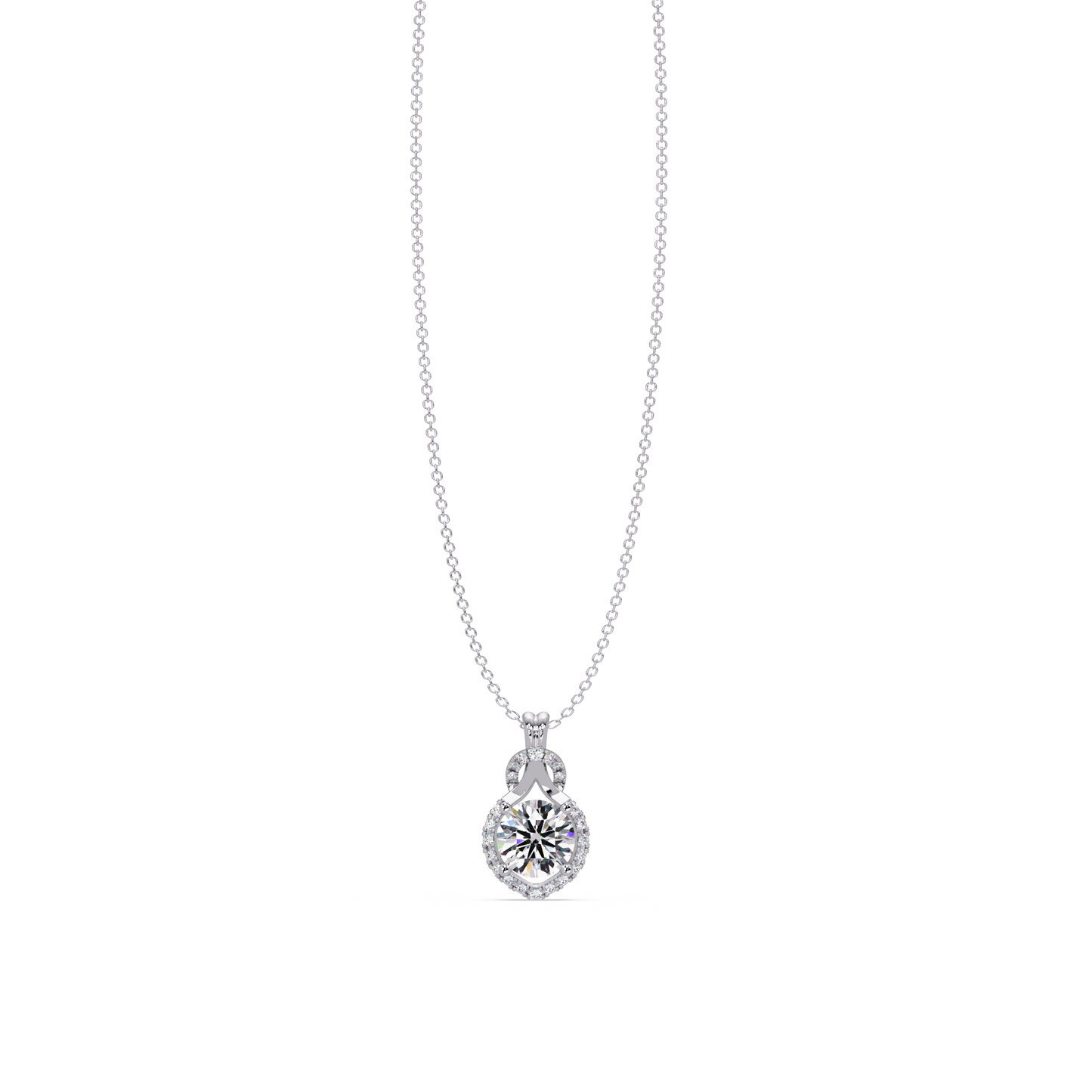 Round Lab Grown Diamond Halo Drop Pendant - HIGHCARAT DIAMONDS