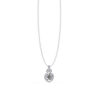 Round Lab Grown Diamond Halo Drop Pendant - HIGHCARAT DIAMONDS