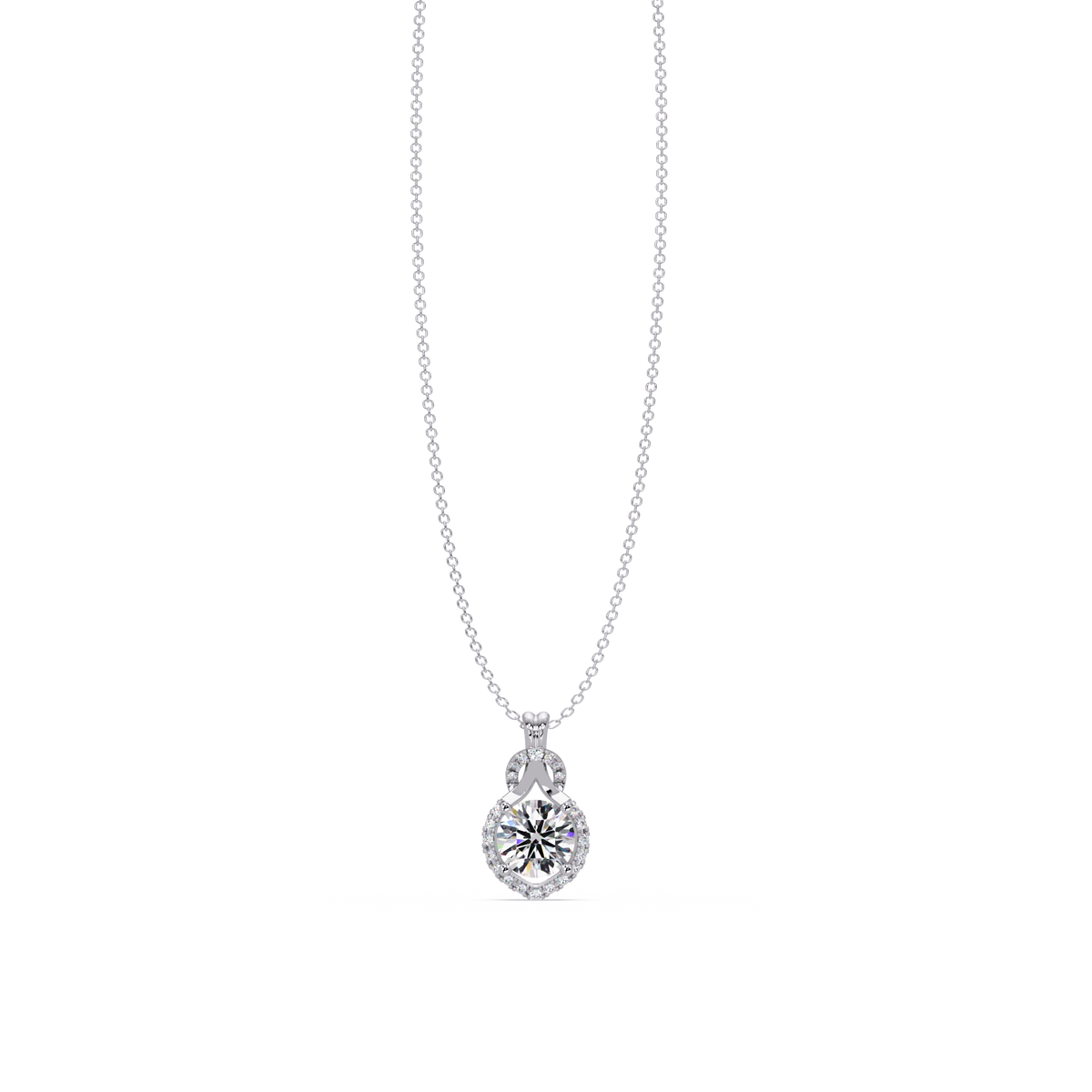 Round Lab Grown Diamond Halo Drop Pendant - HIGHCARAT DIAMONDS