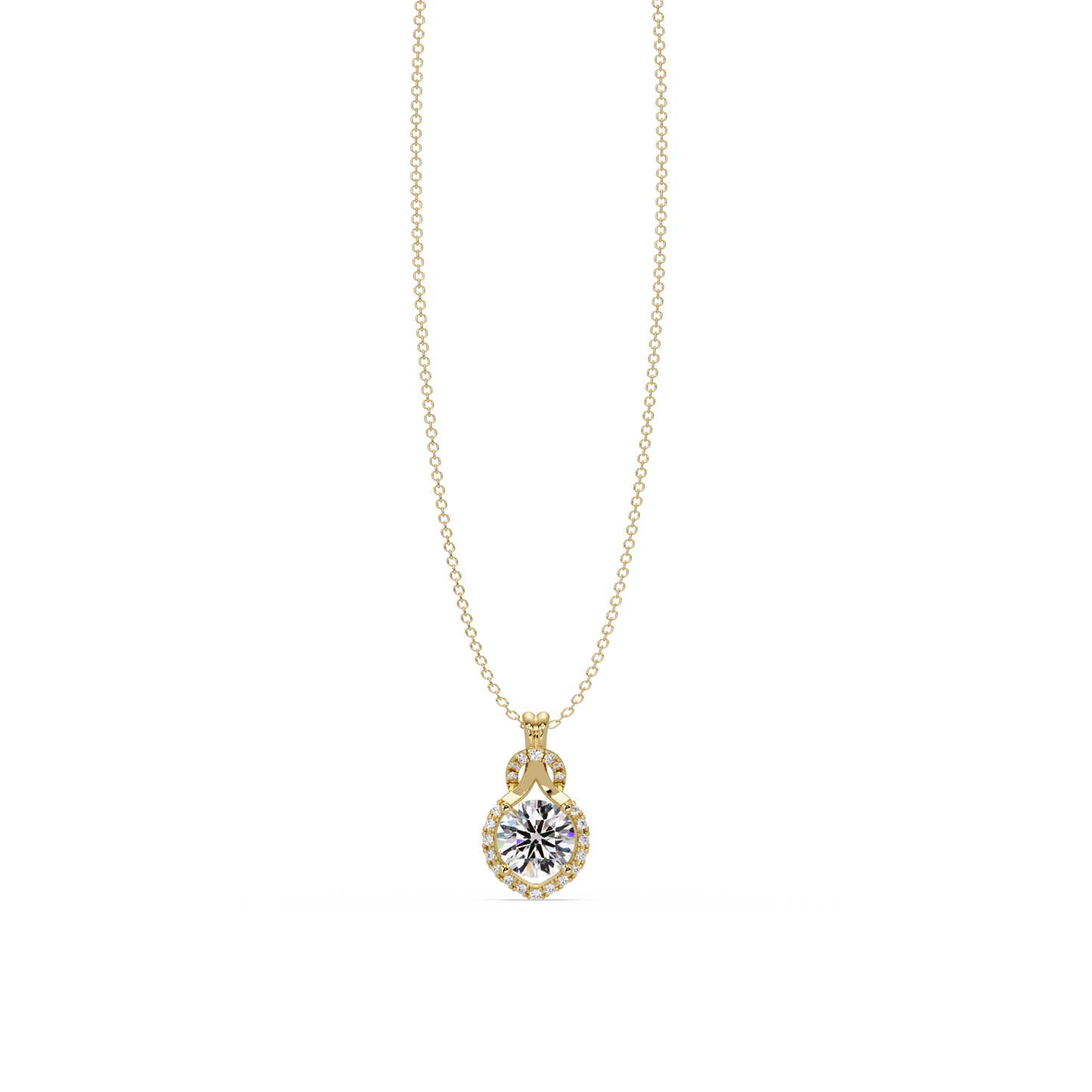 Round Lab Grown Diamond Halo Drop Pendant - HIGHCARAT DIAMONDS