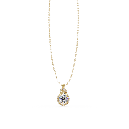 Round Lab Grown Diamond Halo Drop Pendant - HIGHCARAT DIAMONDS