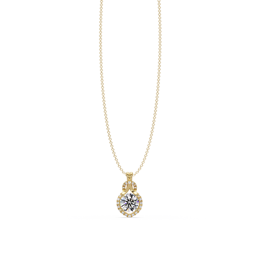 Round Lab Grown Diamond Halo Drop Pendant - HIGHCARAT DIAMONDS