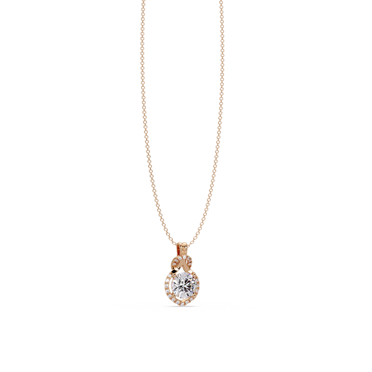 Round Lab Grown Diamond Halo Drop Pendant - HIGHCARAT DIAMONDS