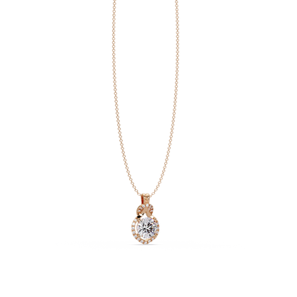 Round Lab Grown Diamond Halo Drop Pendant - HIGHCARAT DIAMONDS