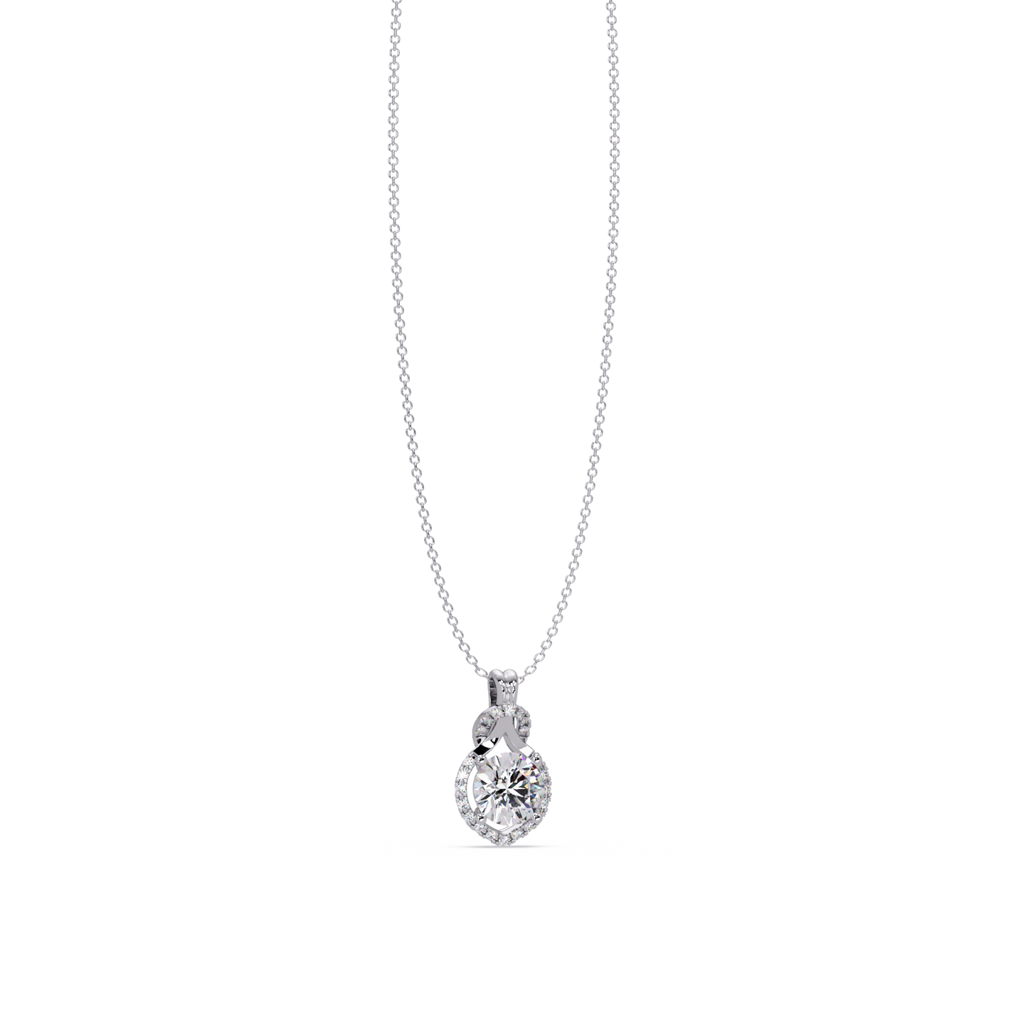 Round Lab Grown Diamond Halo Drop Pendant - HIGHCARAT DIAMONDS