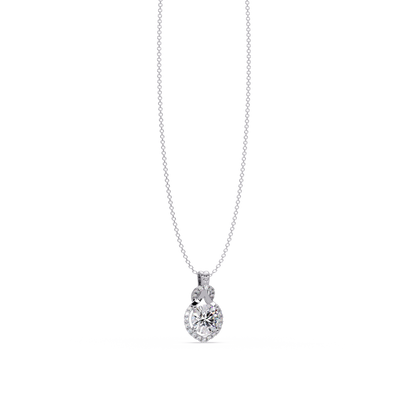 Round Lab Grown Diamond Halo Drop Pendant - HIGHCARAT DIAMONDS