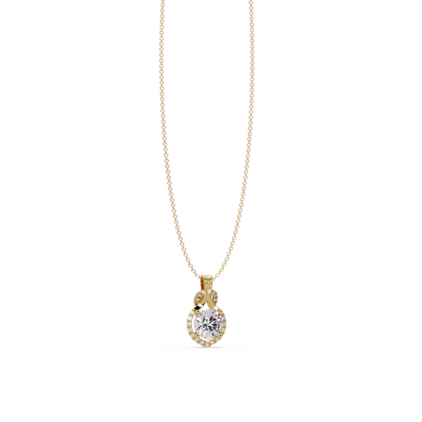 Round Lab Grown Diamond Halo Drop Pendant - HIGHCARAT DIAMONDS