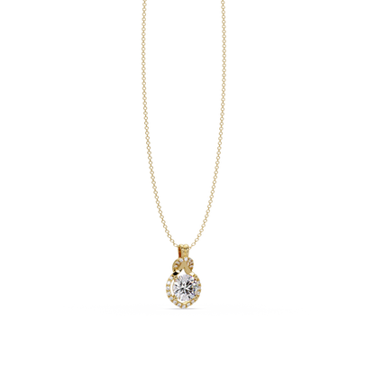 Round Lab Grown Diamond Halo Drop Pendant - HIGHCARAT DIAMONDS
