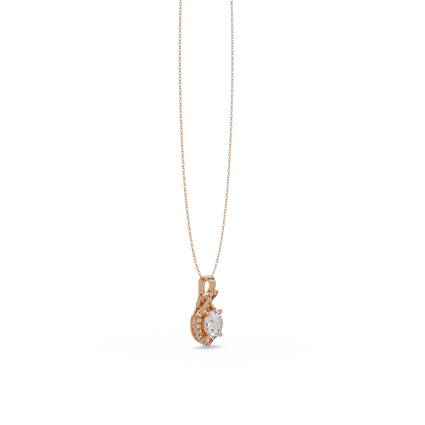 Round Lab Grown Diamond Halo Drop Pendant - HIGHCARAT DIAMONDS