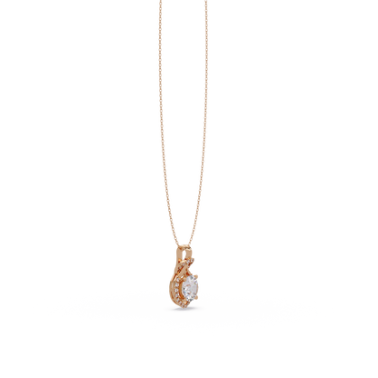 Round Lab Grown Diamond Halo Drop Pendant - HIGHCARAT DIAMONDS