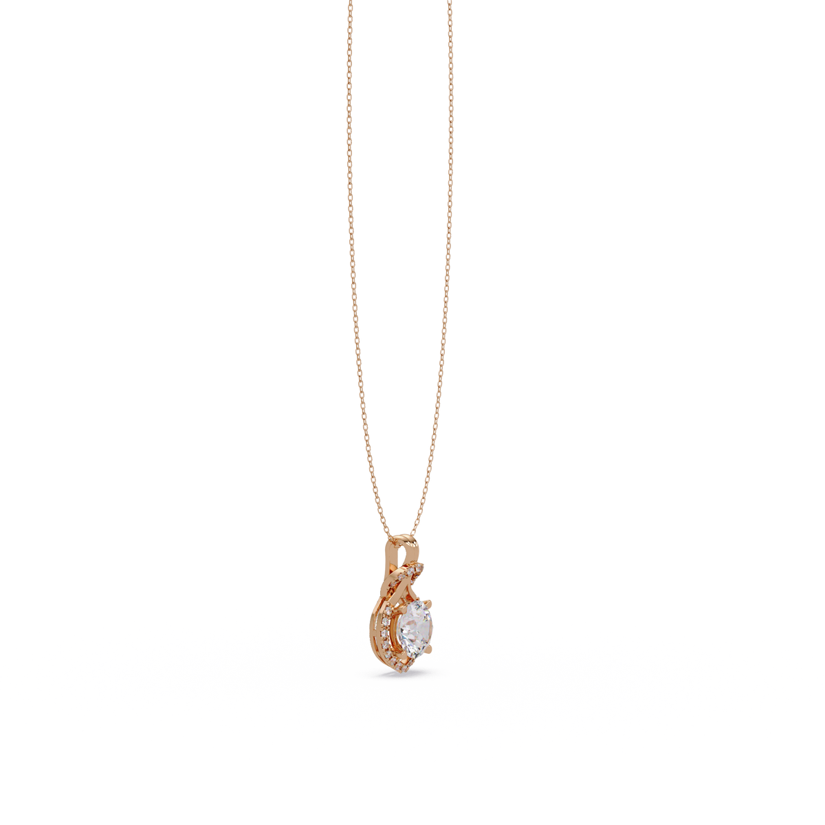 Round Lab Grown Diamond Halo Drop Pendant - HIGHCARAT DIAMONDS