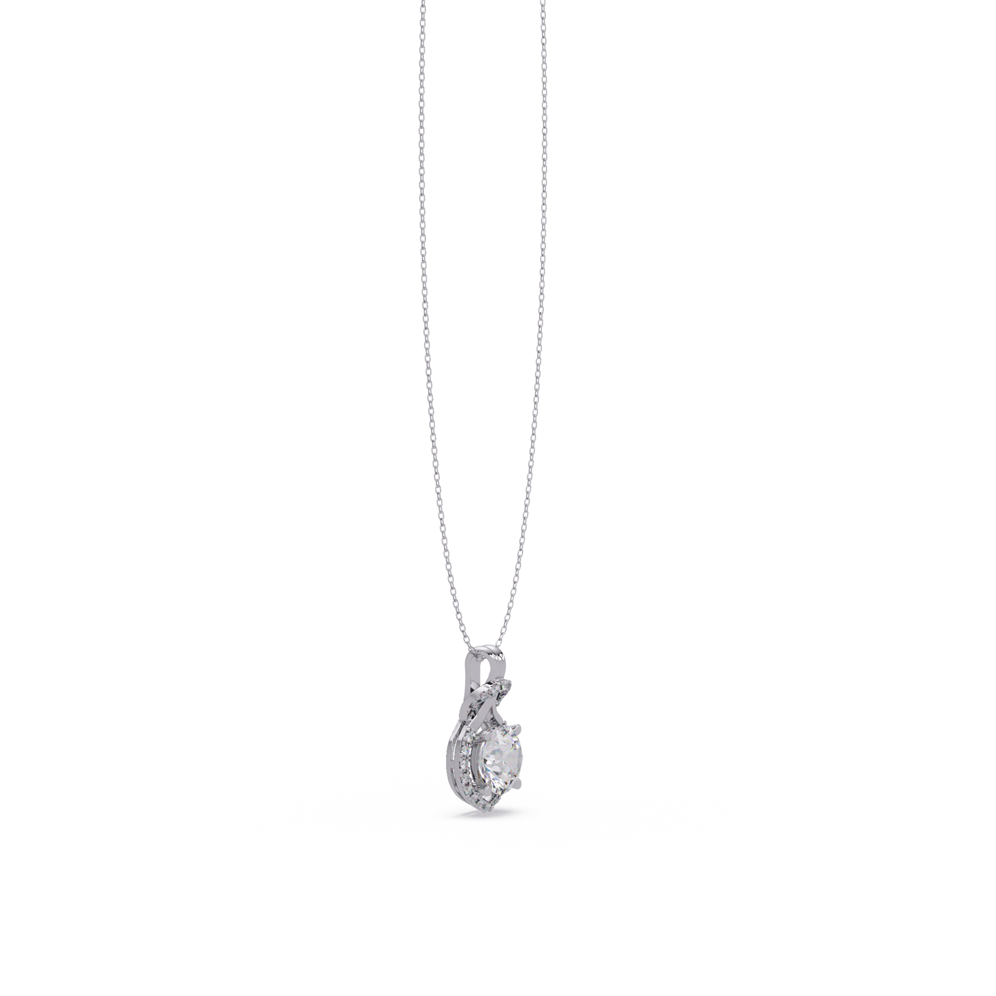 Round Lab Grown Diamond Halo Drop Pendant - HIGHCARAT DIAMONDS