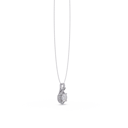 Round Lab Grown Diamond Halo Drop Pendant - HIGHCARAT DIAMONDS