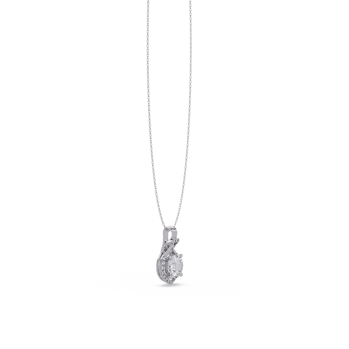 Round Lab Grown Diamond Halo Drop Pendant - HIGHCARAT DIAMONDS