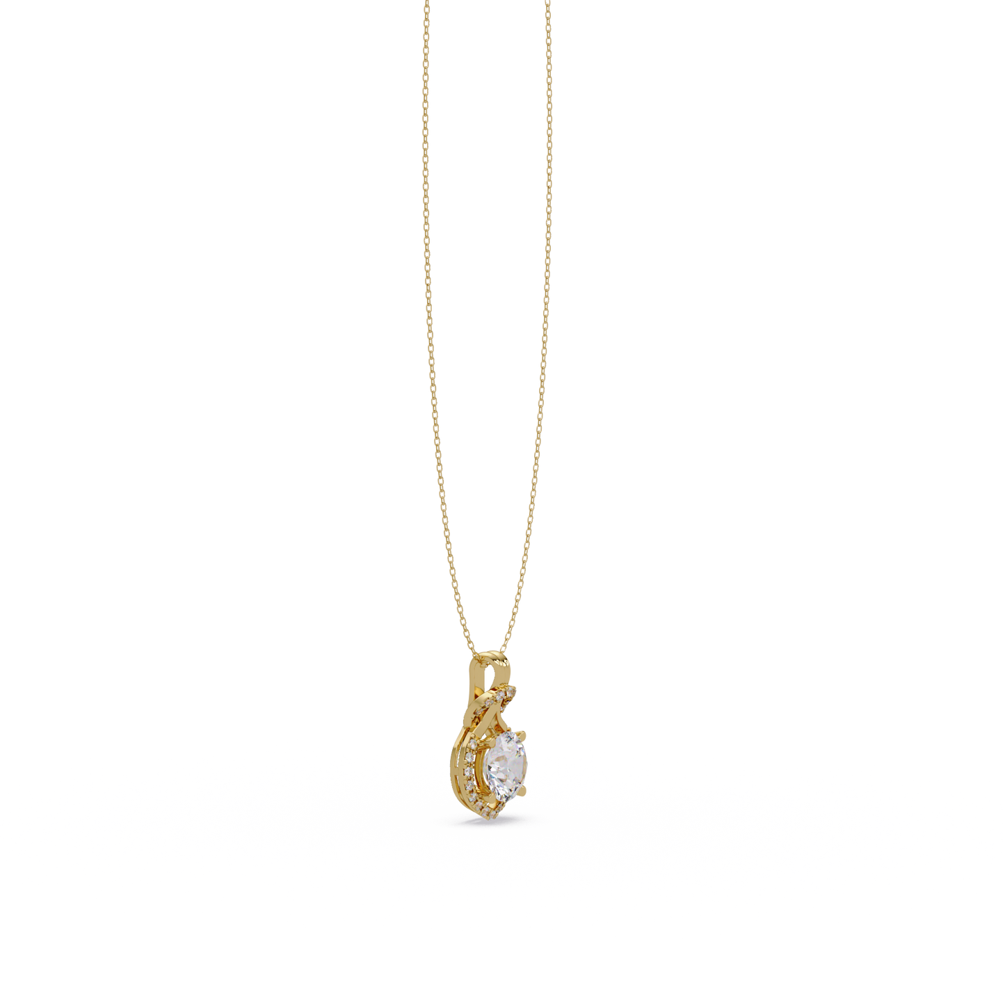 Round Lab Grown Diamond Halo Drop Pendant - HIGHCARAT DIAMONDS