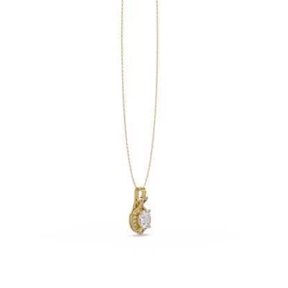 Round Lab Grown Diamond Halo Drop Pendant - HIGHCARAT DIAMONDS