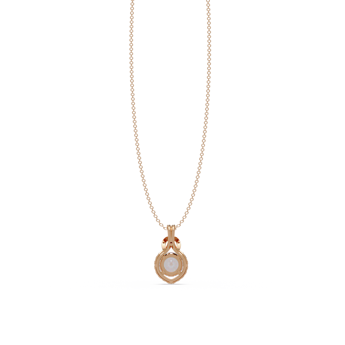 Round Lab Grown Diamond Halo Drop Pendant - HIGHCARAT DIAMONDS