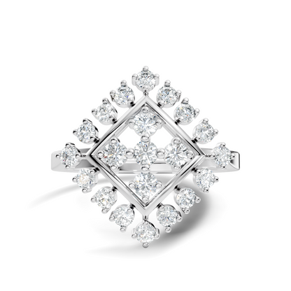Round Cut Lab Grown & Natural Diamond Vintage Delicate Cluster Statement Dainty Ring For Women's - HIGHCARAT DIAMONDS