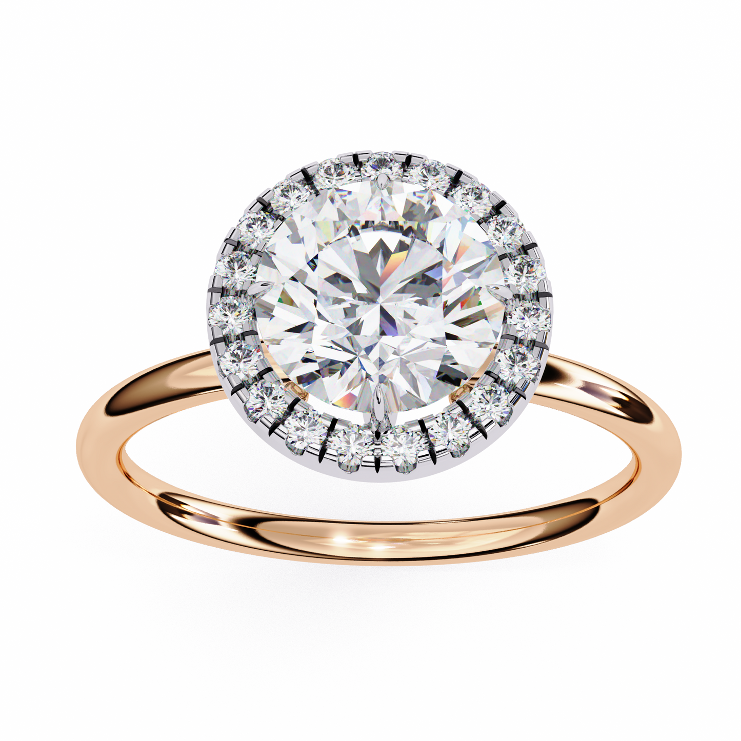 Round Cut Lab Grown Diamond Halo Style Ring in 14K Solid Gold   Vintage Design Perfect Anniversary Gift - HIGHCARAT DIAMONDS