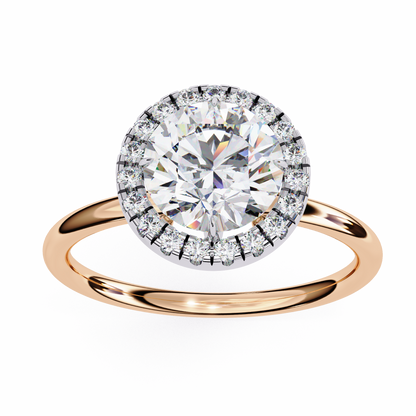 Round Cut Lab Grown Diamond Halo Style Ring in 14K Solid Gold   Vintage Design Perfect Anniversary Gift - HIGHCARAT DIAMONDS